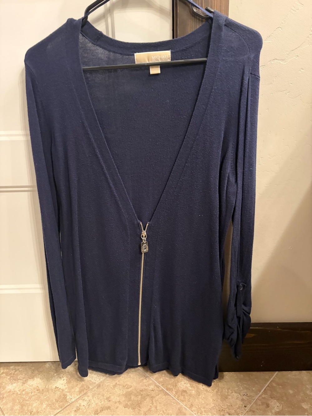 Michael Kors Deep Navy V-Neck Zip Cardigan
